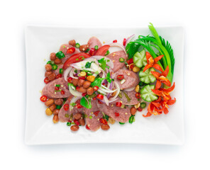Spicy Salad with Fermented Pork Saucesage and vegetable