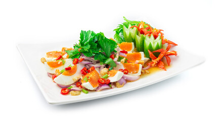 Spicy Salt Eggs Salad with vegetable Hot Spicy Tasty