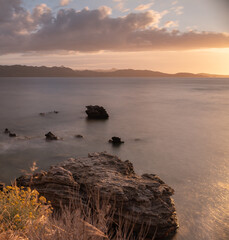 Golden hour over the Mediterranean Sea from the island of Corsica