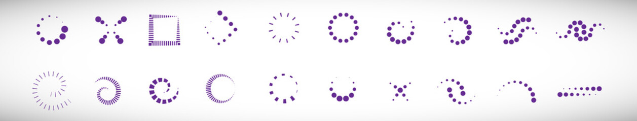 Abstract Dot Circle Icons Set. Halftone Logo Concept. Dotted Circle Isolated - Vector. Creative Icons For Dotted Logo, Tech Icon, Square Element And Logotype. Abstract Circle Dot Technology Logo