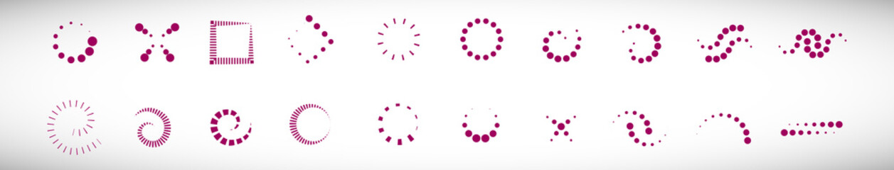 Abstract Dot Circle Icons Set. Halftone Logo Concept. Dotted Circle Isolated - Vector. Creative Icons For Dotted Logo, Tech Icon, Square Element And Logotype. Abstract Circle Dot Technology Logo