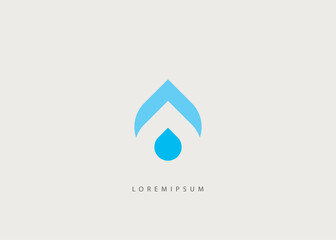 Drop water logo template. Initial A, and drop water crop vector, oil drop negative space illustration.
