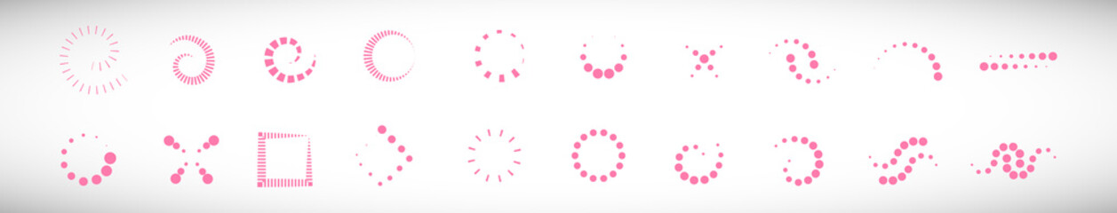 Abstract Dot Circle Icons Set. Halftone Logo Concept. Dotted Circle Isolated - Vector. Creative Icons For Dotted Logo, Tech Icon, Square Element And Logotype. Abstract Circle Dot Technology Logo