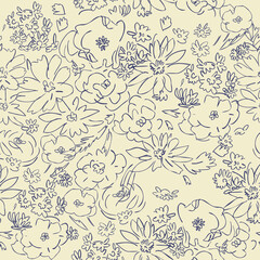 seamless floral pattern.flower drawing for pattern design.