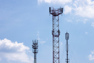 Telecommunication tower of 3G, 4G, 5G, cellular. Cell Site Base Stations. Wireless Communication...