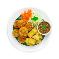 Fried Taro Cake Vegetarian and Fried Tofu