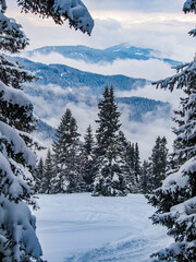 Snowy Austrian Alps Landscape On A Cloudy Day