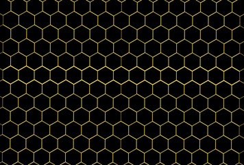 Yellow hexagon plane with dark background (3D Rendering)