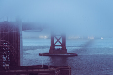 San Francisco Golden Gate bridge in winter fog