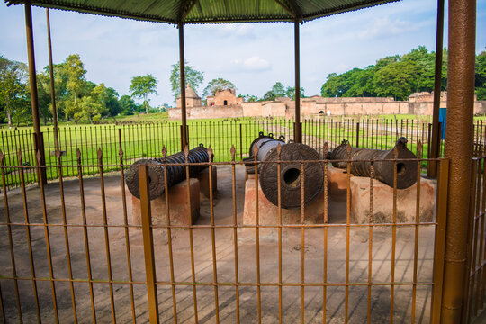 Cannons guarding the palace--Kareng Ghar or Talatal Ghar Rangpur, Sivasagar, Assam.
