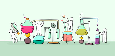 chemical experiment with working little people