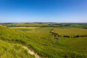 Fototapeta na wymiar Looking out over a vast rural Sussex view, from Kingston Ridge
