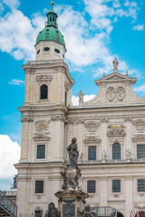 Fototapeta na wymiar Residenzplatz is a large, stately square in the historic centre of Salzburg