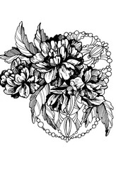 bouquet of flowers with mandala elements 