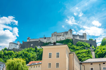 Fototapeta na wymiar Street view of downtown in Salzburg, Austria