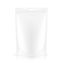 Pouch bag mockup isolated on white background. Vector illustration isolated on white background. Front view. Can be use for template your design, presentation, promo, ad. EPS10.	