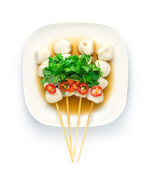 Fish Balls Steamed with bamboo sticks