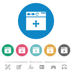 Browser drag and drop flat round icons