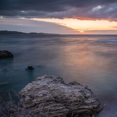 Golden hour over the Mediterranean Sea from the island of Corsica