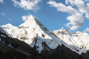 Fototapeta na wymiar Beautiful view of Masherbrum (K1) peak on a clear summer day, K2 Base Camp trek