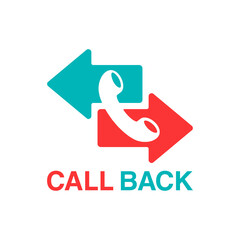 Call back icon  - phone handset pictogram with right and left direction arrow which symbolizes callback service