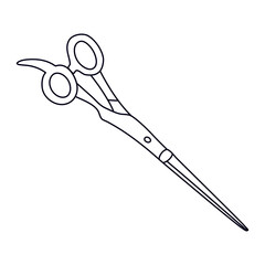 Hair scissors in doodle style. Isolated outline. Hand drawn vector illustration in black ink on white background.