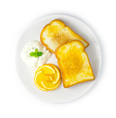 Grilled Breads cutlet with Butter Served Fresh Orange