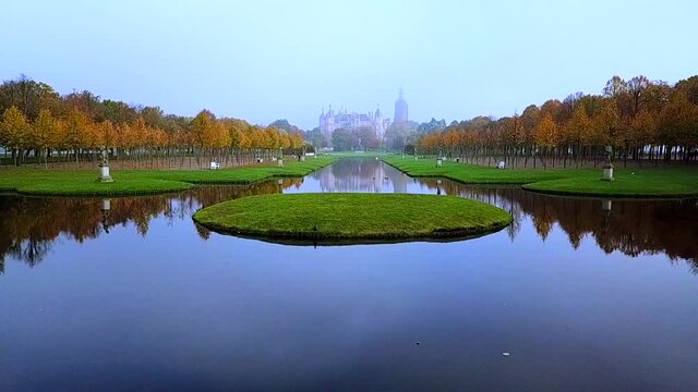 Aerial Germany Schwerin Castle Schloss Schwerin.