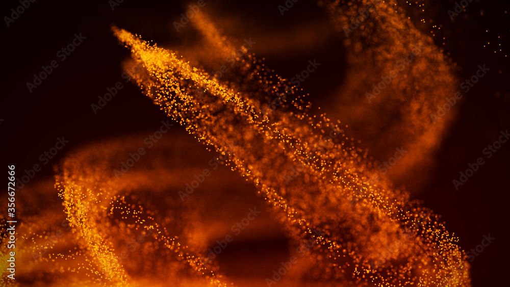 Poster whirlwind of particles of fire. abstract fragments. 3d rendering