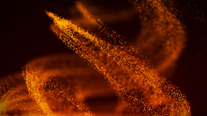Whirlwind of particles of fire. abstract fragments. 3D rendering