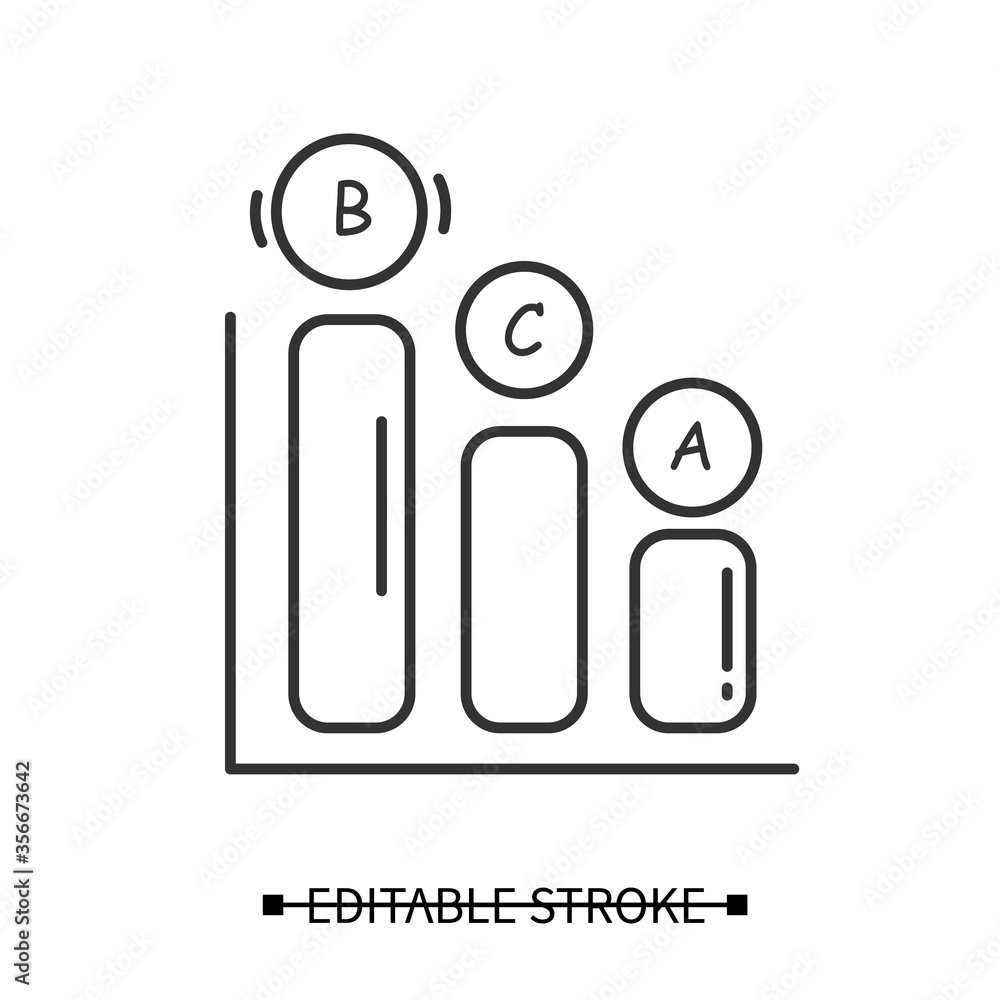 Aufkleber poll data chart icon. statistical diagram of consumer feedback satisfaction review. concept linear p