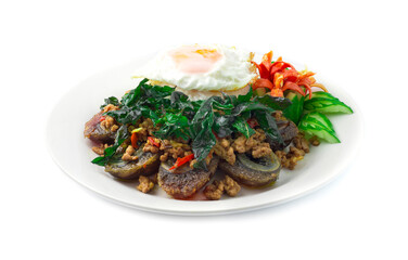 Thai Food Stir-fried Preserves Eggs,Century Egg with Pork