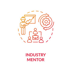 Industry mentor concept icon. Professional mentorship and guidance course idea thin line illustration. Business school, educational classes. Vector isolated outline RGB color drawing