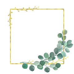 Watercolor eucalyptus frame