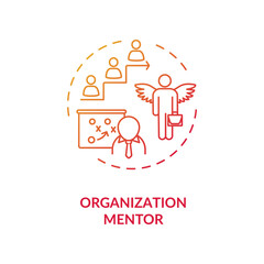 Organization mentor concept icon. Career development assistance, job promotion planning idea thin line illustration. Professional management. Vector isolated outline RGB color drawing