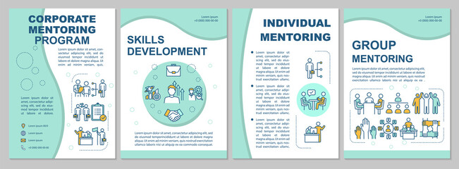 Mentoring program brochure template. Coaching and training. Flyer, booklet, leaflet print, cover design with linear icons. Vector layouts for magazines, annual reports, advertising posters
