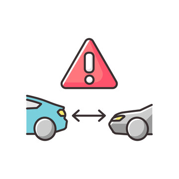 Safe Distance Between Cars RGB Color Icon. Safety Driving Rule, Smart Cruise Control System. Advice For Drivers. Vehicles In Proximity Isolated Vector Illustration