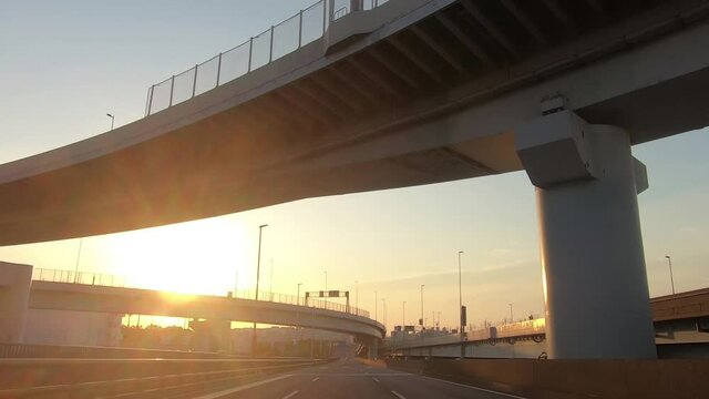 Morning sunshine and highway junction