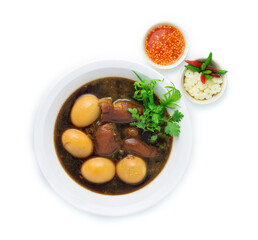 Stewed Egg and Pork leg in Sweet Brown Soup