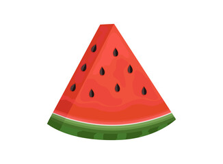 A piece of ripe watermelon. Fresh summer berry. White background. Vector