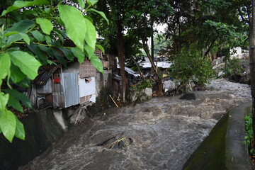 An urban river flooding