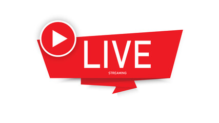 Live streaming logo banner - vector design.button icon live streaming design . background for blog, player, broadcast, website, online radio, media labels, logo. Live stream banner
