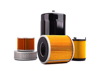 Auto parts accessories :  Oil , fuel or air filter for engine car  isolated on white background.