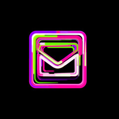 Symbol envelope square from multi-colored circles and stripes. UFO Green, Purple, Pink