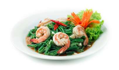 Stir Fried Chayote leaf with Shrimp in Oyster Sauce