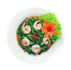 Stir Fried Chayote leaf with Shrimp in Oyster Sauce