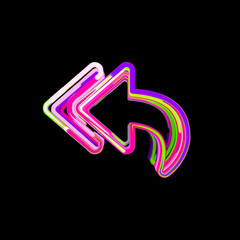 Symbol reply all from multi-colored circles and stripes. UFO Green, Purple, Pink