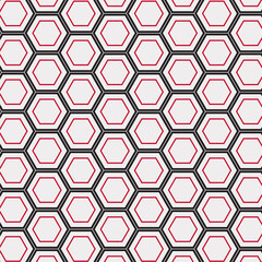 Geometric Simple black and Red hexagonal or honeycomb pattern, seamless background 02 