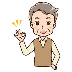 Illustration of a grandfather giving an OK sign