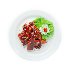 Korean Fried Tofu Deep Fried Mixed in Kochujung Sauce
